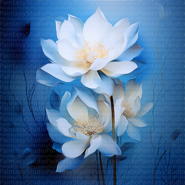 Fiori Bianchi su Sfondo Blu