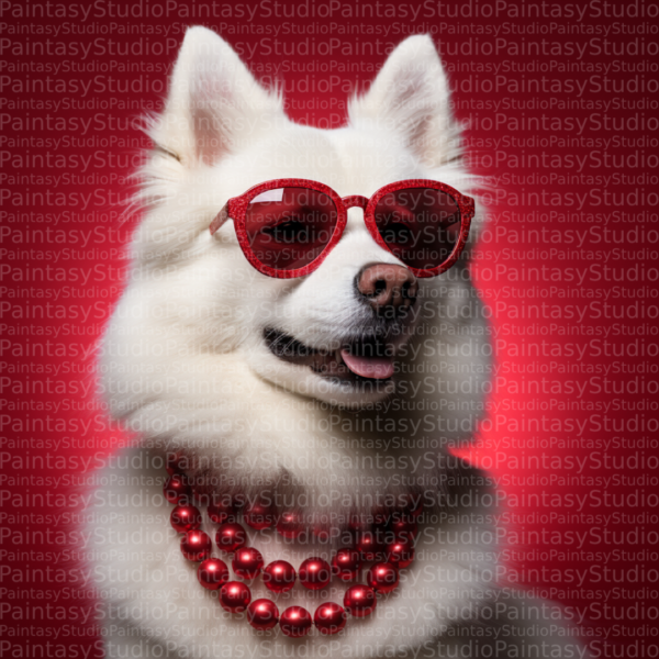 Eleganza Canina: Husky Bianco in Rosso