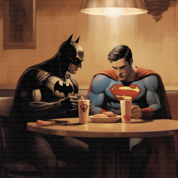 Batman e Superman alla Tavola Calda