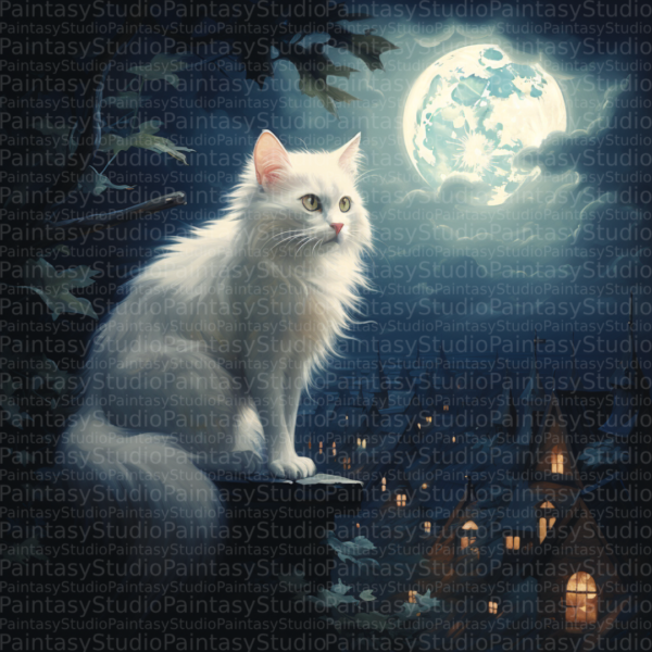 Il Gatto Bianco al Chiaro di Luna: Il Mistero della Notte