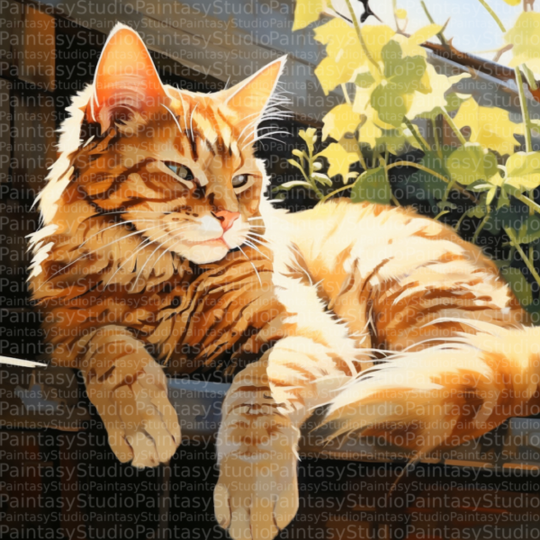 Gatto al Sole: Languidezza sotto i Raggi Dorati