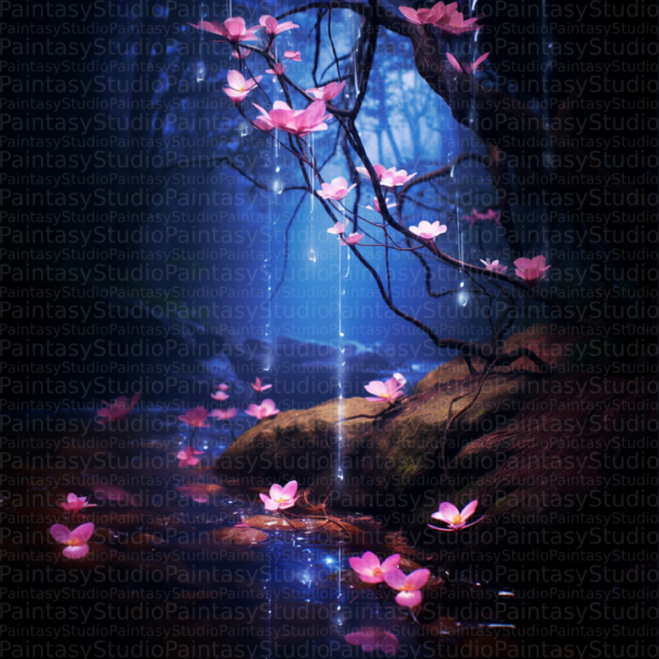 Magico Bosco Notturno: Fiori, Cristalli e Luce