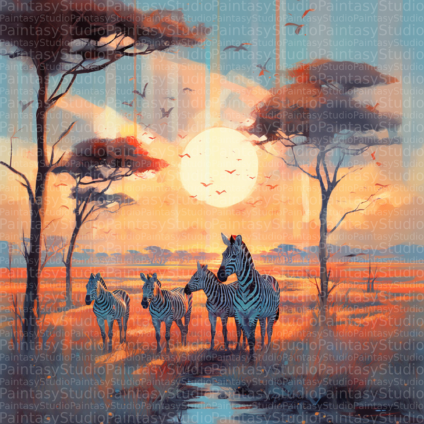 Zebre nella Savana al Tramonto